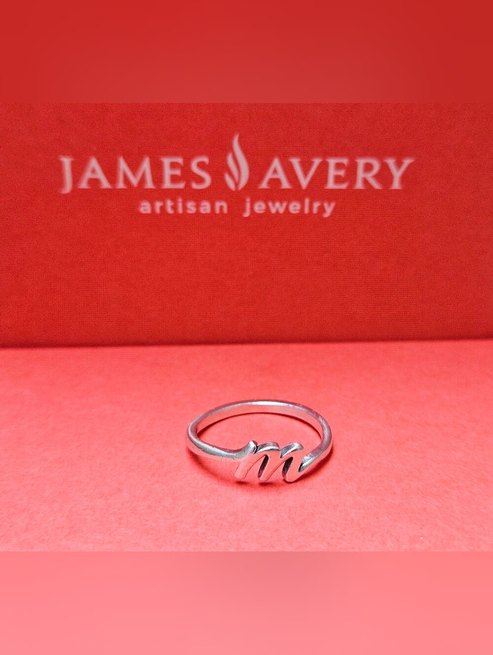 James Avery Sterling Silver Script 'M' Initial Ring Size 9